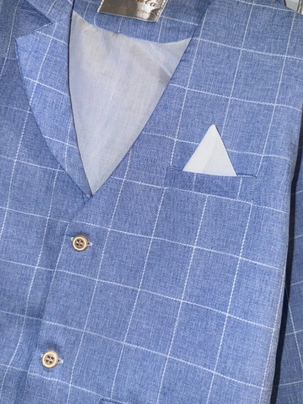 Lolanta Vest/Short suit light blue/white checkered box print